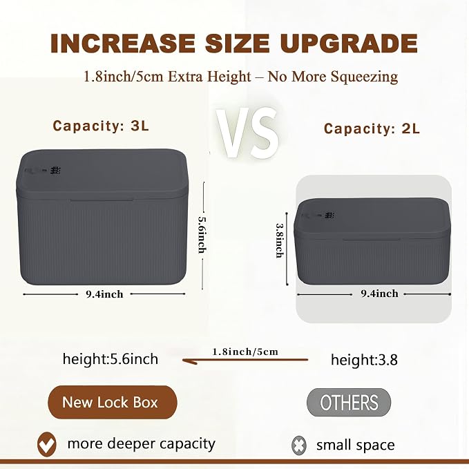 Lockable Storage Box, Large Lock Box with Combination Code – 5cm Taller Version for Medication Safe, Phone Jail, Food Snacks, First Aid Kits, Refrigerator, Office, School, Home, Travel Gift - Image 2