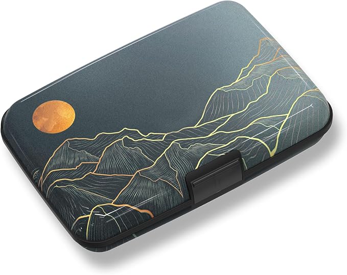 Credit Card Holder, Mini RFID Small Aluminum Card Wallet Business Card Case | Blocking Slim Metal RFID Blocking Front Pocket Wallet Hard Case Durable CC Holder for Men Boy, Cool Abstract Mountain by ToLuLu