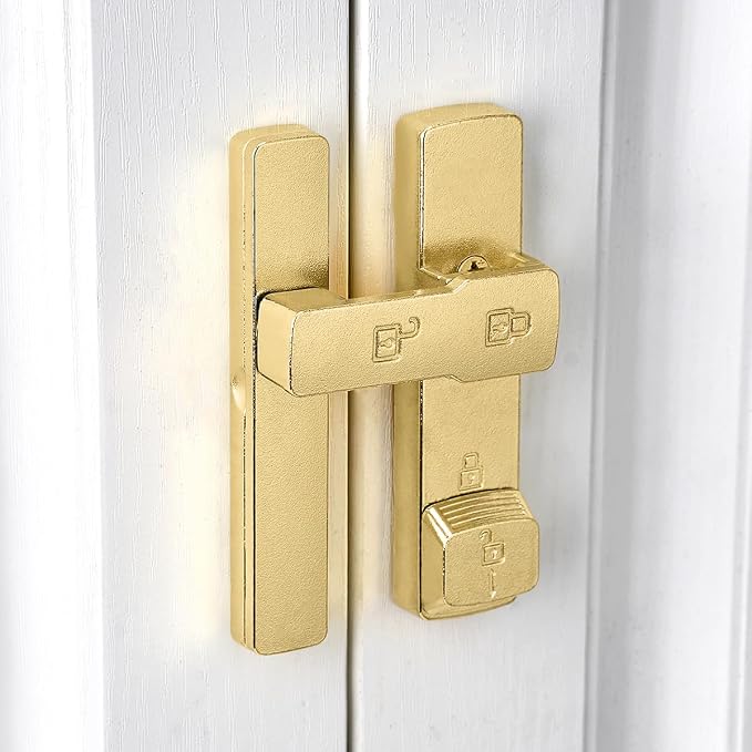 2 Packs Gold 180 Degree Barn Door Lock,Flip Gate Latches Hardware | Zinc Alloy Door Lock,Sliding Door Latches,for bedroom,drawer,pet enclosures,cabinet,garage,window - Image 5