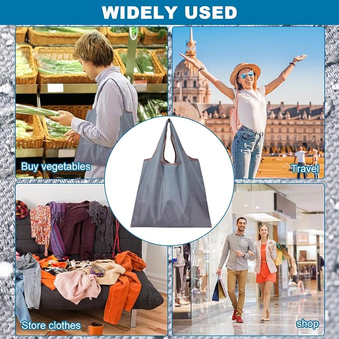 Reusable Grocery Bags 3 Pack, Foldable Shopping Bags for Groceries | Reusable grocery bags foldable for shopping, supermarket trips, travel, car storage, and everyday errands - Image 8