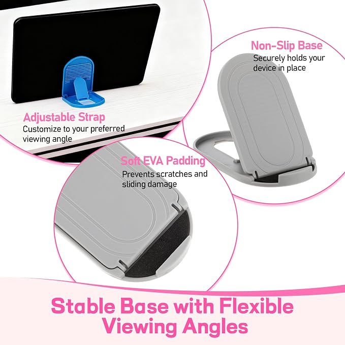 6PCS Foldable Phone Stand - Colorful Desk Office Cell Phone Holder, Mobile Tablet Holder for Airplane Headphone, Essential CellPhone Accessories, Portable Versatile Stand for Travel(6 Colors) - Image 3