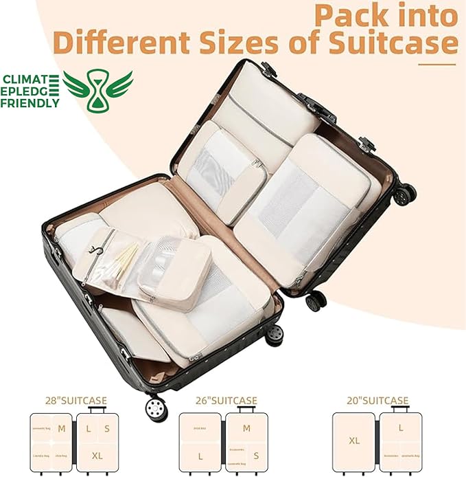 BAGAIL 6 Set/8 Set/10 Set Packing Cubes Various Sizes Packing Organizer for Travel Accessories Luggage Carry On Suitcase - Image 7