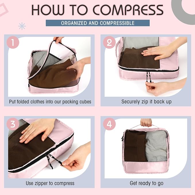 5 Pcs Packing Cubes for Suitcase Large Travel Cubes Carry on Luggage Organizer Bags for Clothes Accessories(Mixed,Morandi) - Image 4