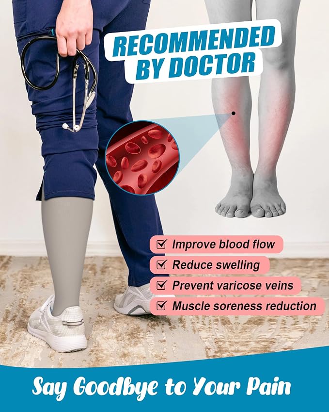 6 Pairs Compression Socks for Women & Men 15-20mmHg Knee High Socks | Graduated Compression Socks Supports Circulation, Ideal for Nurses Pregnancy, Travel, Flying, Running & Daily Wear - Image 5