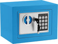 Small Safe Box With Digital Keypad & Keys - 9.05 x 6.7 x 6.7 Inches Wall Safe 0.23 Cuft Mini Security Lock for Money, Cash, Coin, Jewelry - Home Office Hotel Rooms Business (Blue2) by ELLAIG