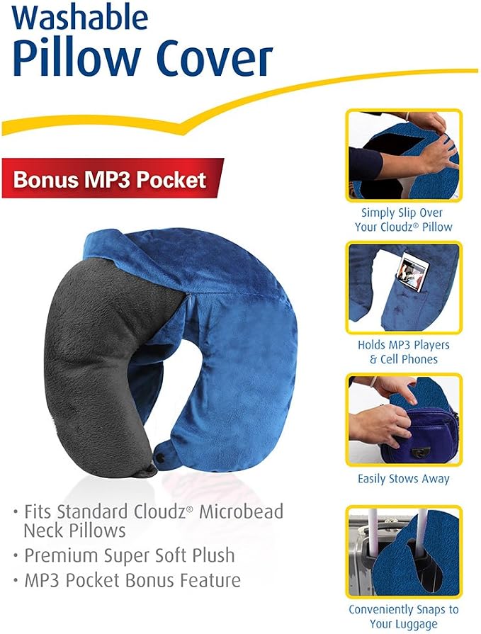 Washable Travel Neck Pillow Cover - Blue - Image 5