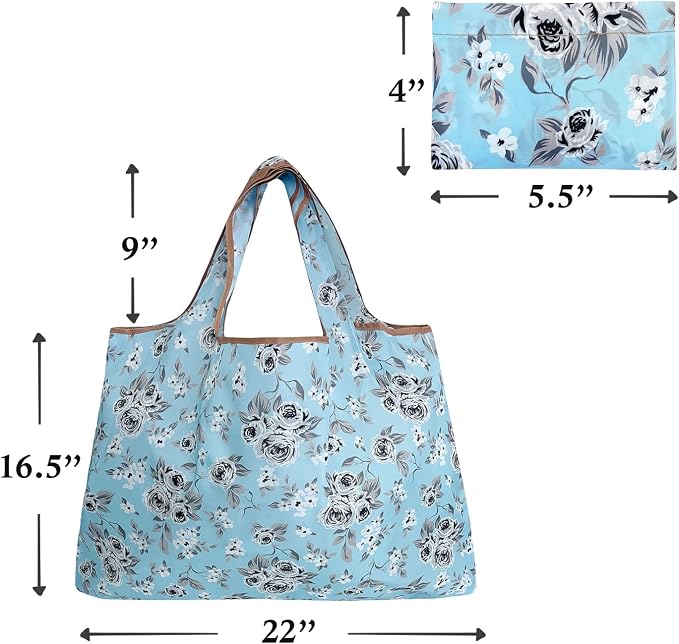 allydrew Large Foldable Tote Nylon Reusable Grocery Bags - Image 6