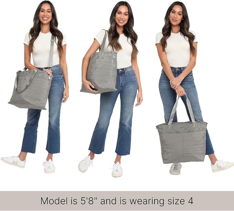 Baggallini Carryall Tote - Lightweight Nylon Zipper Top Weekender Travel Beach Bag w/Luggage Sleeve - Image 5