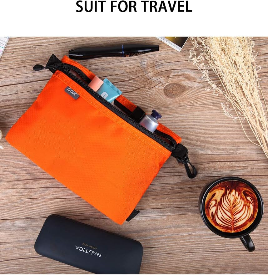 GOX Small Toiletry Bag for Men Bulk Cosmetic Bag Dopp Kit Carry On Zipper Pouch Organization Nylon Small Packing Sack Water Repellent(Orange) - Image 9