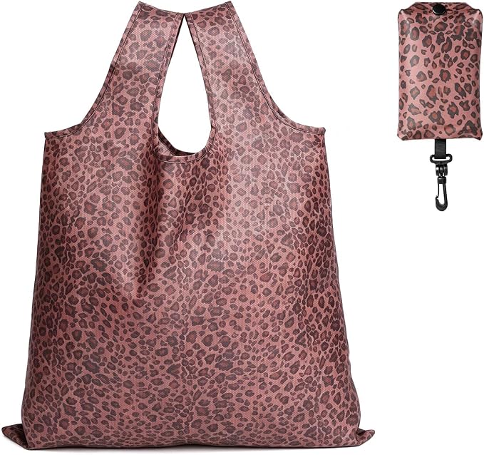 1 Pack Reusable Shopping Bag, Foldable Grocery Bag, Leopard Print | Large Capacity, Washable, Grocery Tote, Utility Travel Shoulder Bag by MOLOVACase