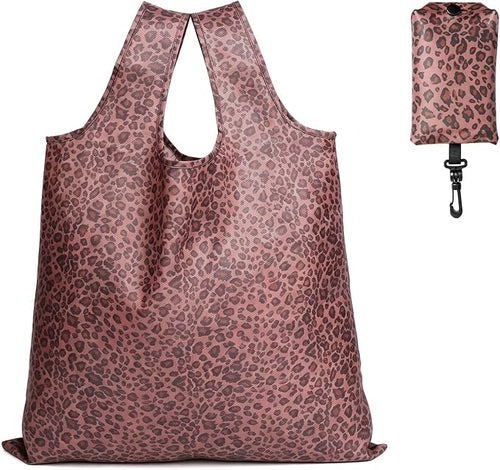1 Pack Reusable Shopping Bag, Foldable Grocery Bag, Leopard Print | Large Capacity, Washable, Grocery Tote, Utility Travel Shoulder Bag by MOLOVACase