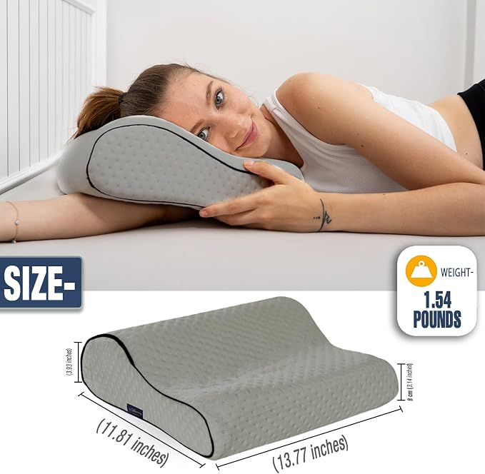alkamto Travel & Camping Comfortable Memory Foam Pillow – Easy to Carry Portable Bag – Temperature Regulating Pillow Case (Grey Contour) - Image 6