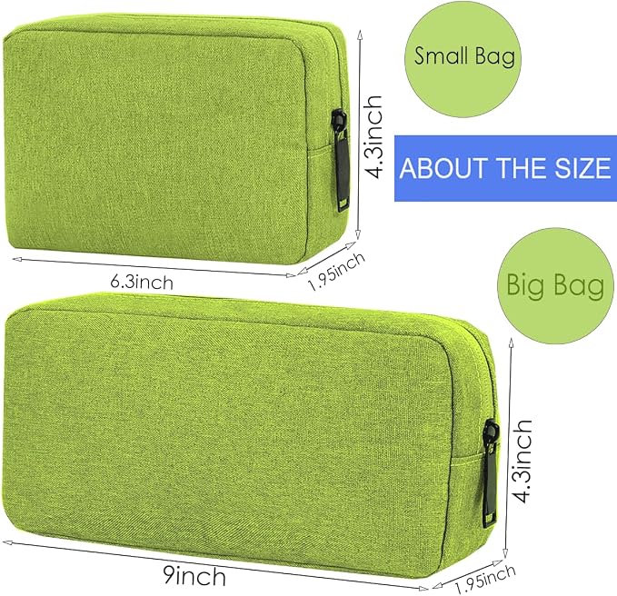 CAAORDKSO Electronics Organizer Case, Cable Organizer Bag Waterproof Electronic Accessories Case Travel Electronic Carrying Bag for Cable, Cord, Charger, Phone, Power Bank, Earphone (Big-Green) - Image 2
