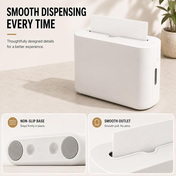 Paper Towel Dispenser Countertop, Multifold Hand Towel Dispenser for Bedroom, Bathroom, Kitchen, Toilet - Image 5