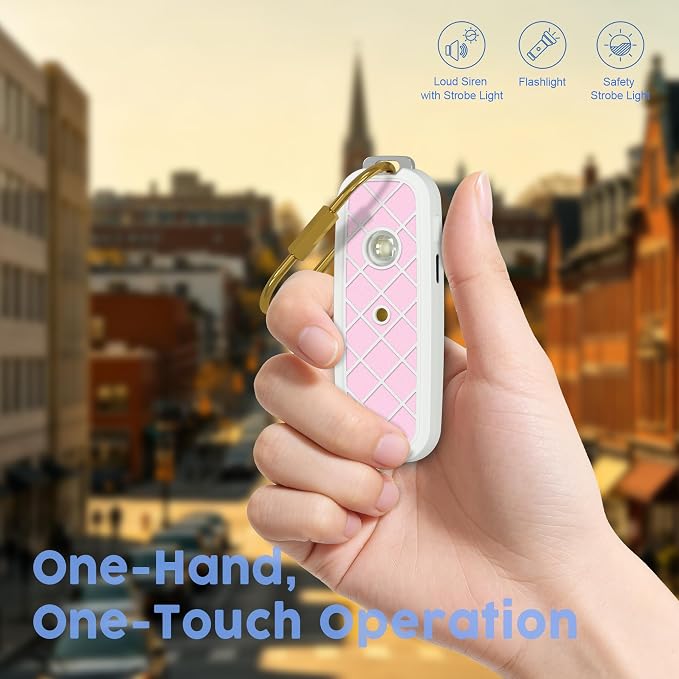 Personal Safety Alarm Keychain for Women & College Girls - 240 Min Siren, Dual Activation (Pin & Button), Locking Pin, LED Strobe, Rechargeable Anti-Slip Grip (Blush Pink) - Image 7