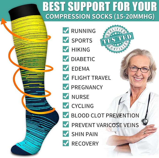3 Pack Medical Compression Sock-Compression Sock For Women and Men Circulation -Best for Running,Nursing,Athletic Sports - Image 5