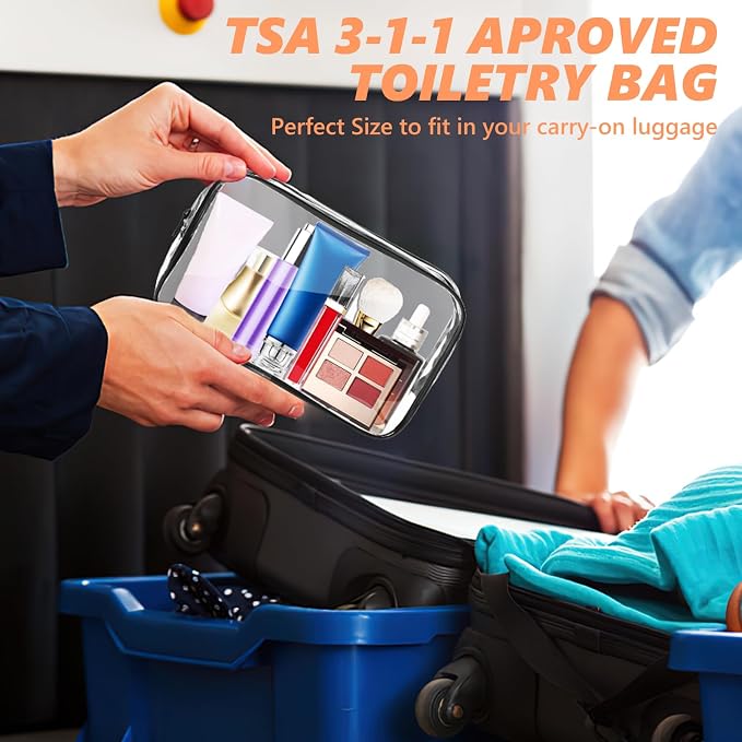 AURUZA Clear Makeup Bag,Portable Travel Toiletry Bags with Zipper, TSA Approved Clear Organizer Bags, PVC Cosmetic Pouch for Airport Airline Compliant - Image 4