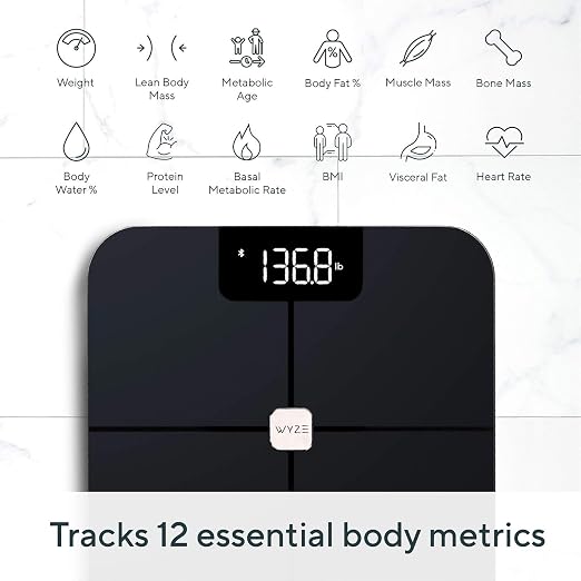 Wyze Smart Bathroom Scale & Body Analyzer, Bluetooth, 400 lbs, Navy Blue | Tracks 12 metrics, Crisp LED Display, Sync with Fitness Apps, Heart Rate Tracking, Auto-Recognition & Sharing - Image 2