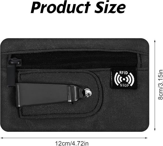 Money Clip, RFID Belt Wallet Travel Wallet Blocking Clip Pocket for Cards Pickpocket Hidden Clips Stash Credit Card Holder Compact Thin Anti-Theft for Traveling(Black) - Image 2