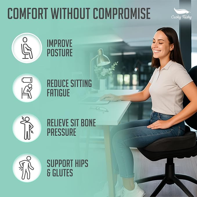 Seat Cushion | Premium Foldable Sit Bone Cushion for Pressure Relief, Hip, Hamstrings & Sciatica Comfort | Butt Pillow | Ergonomic Ischial Tuberosity Support for Home, Office & Driving - Image 4