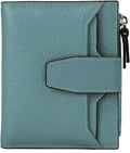 Women's RFID Blocking Leather Small Compact Bi-fold Zipper Pocket Wallet Card Case Purse with id Window by AINIMOER