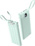Portable Chargers 10000mAh, Slim Travel Essentials Power Bank, 5 Outputs 2 Inputs LED Display External Battery Pack with Built-in Cables Compatible with iPhone/Android & More (Teal) by KeepYourLifeCharged%EF%BC%81