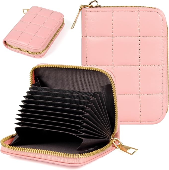 Credit Card Wallet, RFID Card Case Wallet, Zipper Card Cases Holder for Men Women, RFID Blocking, KeyChain Wallet, Compact Size Card Organizer Case for Women by Ecovision
