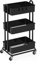 Simple Houseware 3-Tier Heavy Duty Metal Utility Rolling Cart, Black by SimpleHouseware