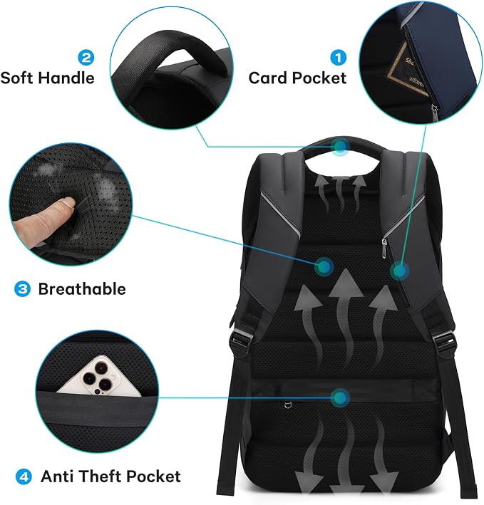 BANGE Travel Backpack,Lightweight Work Backpacks for Men, Laptop Backpack for 15.6Inch, Fashion Backpack for Men and Women… - Image 5