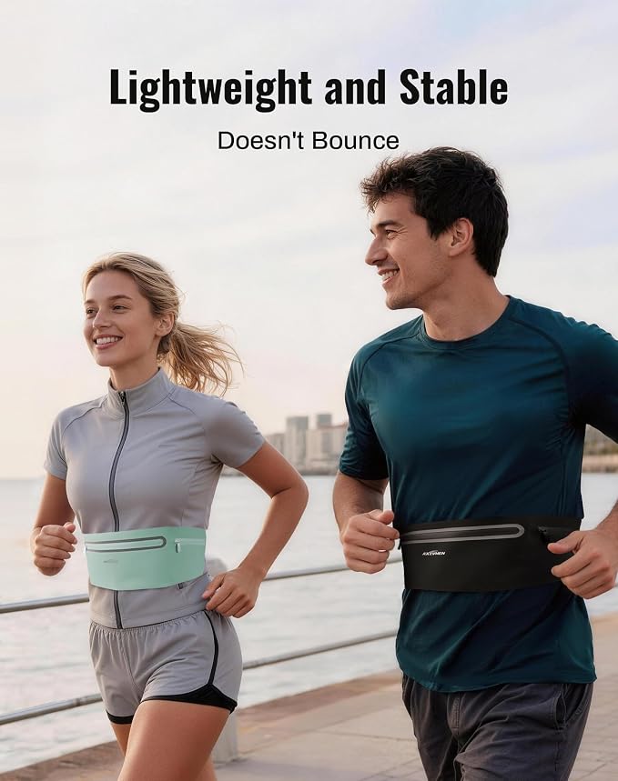 Running Belt for Women & Men-Ultra Light Slim Running Belts | Water-Resistant Phone Holder, 7 Pockets, Adjustable Waist Strap & Reflective Safety for Running, Hiking & Fitness - Image 7