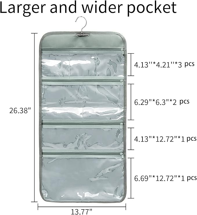 Foldable Clear Hanging Travel Toiletry Bag Cosmetic Organiser Storage - Image 2