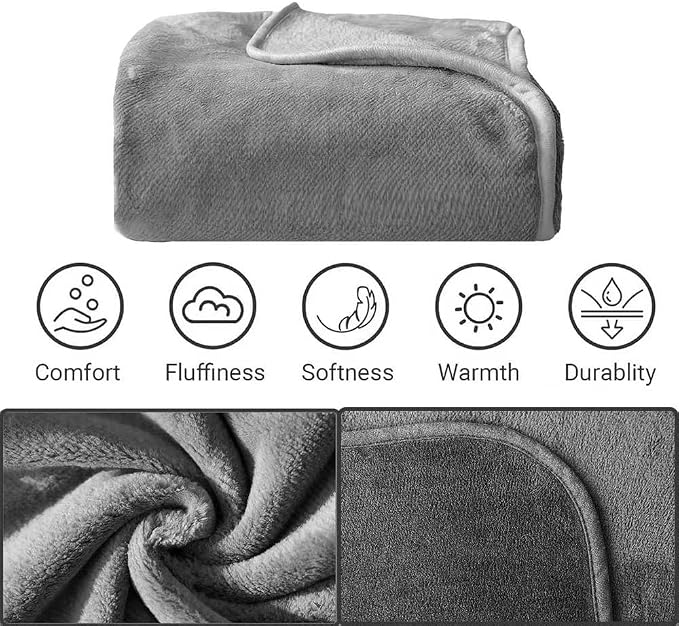 Travel Blanket Pillow, Soft Airplane Blanket 2-in-1, Travel Blanket Airplane Compact with Bag, Travel Essentials Accessories for Plane and Car,60x40 Grey - Image 4