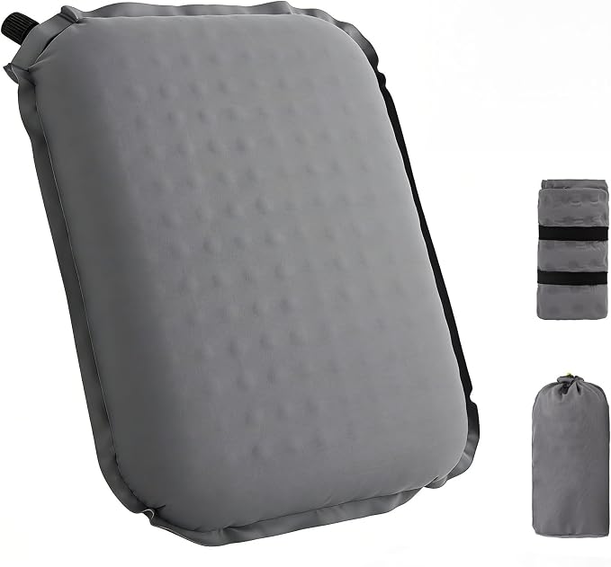Portable Self-Inflating Seat Cushion, Memory Foam, Travel Airplane Seat Cushion, Suitable for Long Flights, Camping, Stadiums, Offices, Cars & Backpacking by Unknown