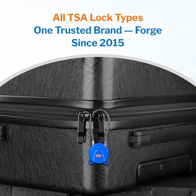 Forge TSA Approved Luggage Locks Ultra-Secure Dimple Key Cable Locks for Travel with Zinc Alloy Body- 2 Blue Locks - Image 8