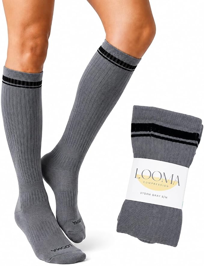 LOOMA Viscose from Bamboo Compression Socks for Women; 15-20mmHg Relief for Swelling, Travel, Nursing & Pregnancy; No-Slip by LOOMACOMPRESSION
