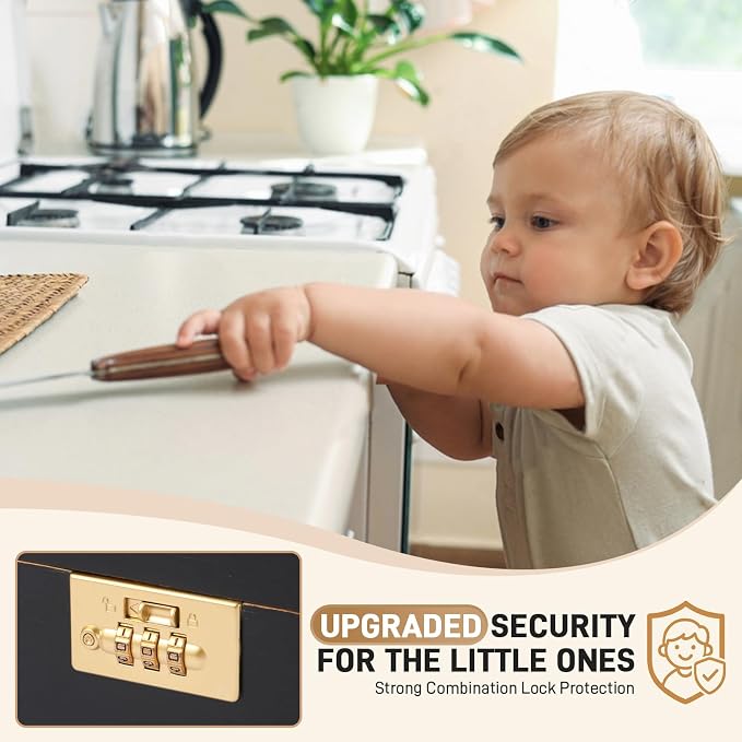 Upgraded Lockable Large Bamboo Knife Storage Box with Magnetic Removable Knife Blocks for Easy, Quick and Safe Culinary Tools Storage, Keyless Kitchen Combination Lock Box, Great Kitchen Gifts - Image 7