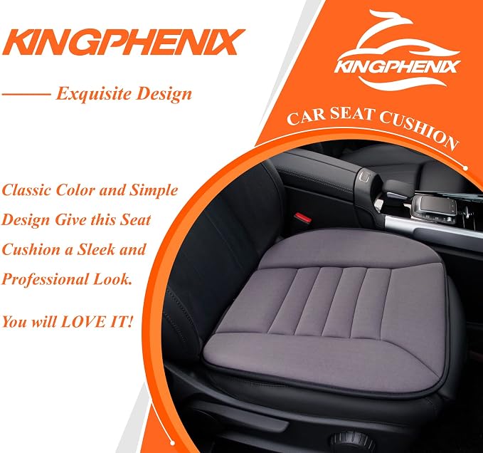 kingphenix Memory Foam Car Seat Cushion for Driver and Office Chair Comfort | 1.2-Inch-Thick Memory Foam Seat Pad, Soft, Breathable Fabric, Non-Slip Silicone Bottom for Long Drives and Office Use, Black - Image 9