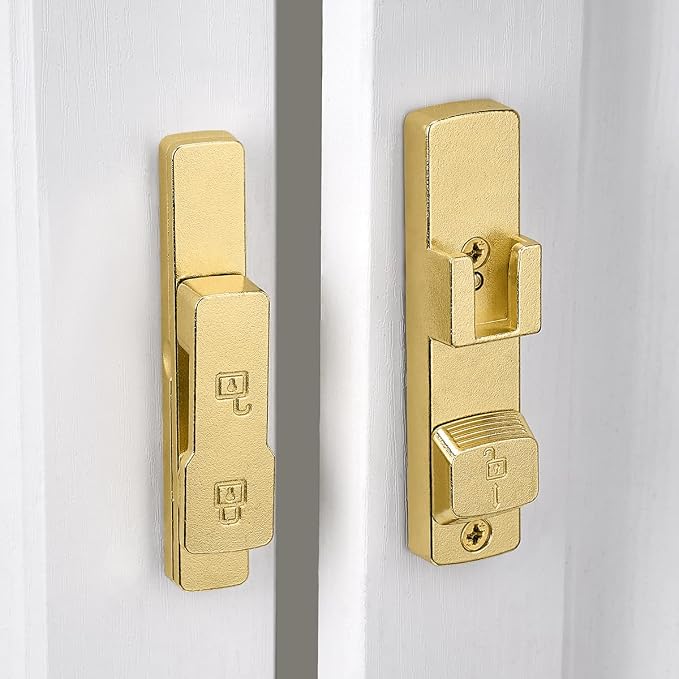 2 Packs Gold 180 Degree Barn Door Lock,Flip Gate Latches Hardware | Zinc Alloy Door Lock,Sliding Door Latches,for bedroom,drawer,pet enclosures,cabinet,garage,window - Image 7