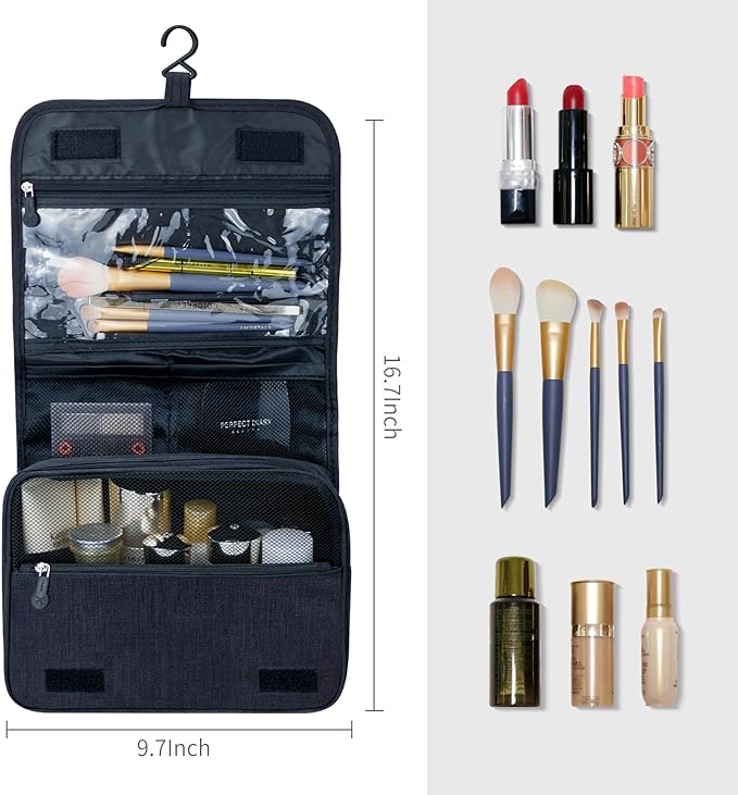 Lcsmaokin Large Capacity Toiletry Bag Travel Bag with Hanging Hook for Men and Women Waterproof Travel Cosmetic Bag Bathroom Bag,with TSA Approved Zippers Clear Travel Makeup Bag Carry-on - Image 4