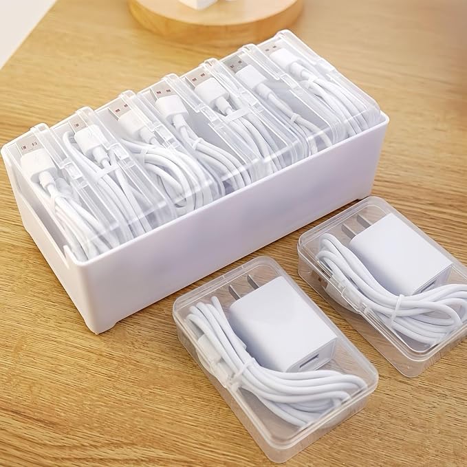 7 Case Cable Storage Box with Cable Straps and Label Stickers, Travel Cord Organizer for Charging Cables, USB Wires, Earphones – Drawer Organization for Home & Office (7 Cases + 7 Cable Straps) - Image 5