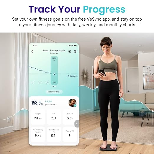 Etekcity Smart Scale for Body Weight and Body Fat, FSA Eligible, Ash-black | HSA eligible, digital bathroom scale tracks body fat, BMI and body composition, with Bluetooth measurements up to 400 lb - Image 3