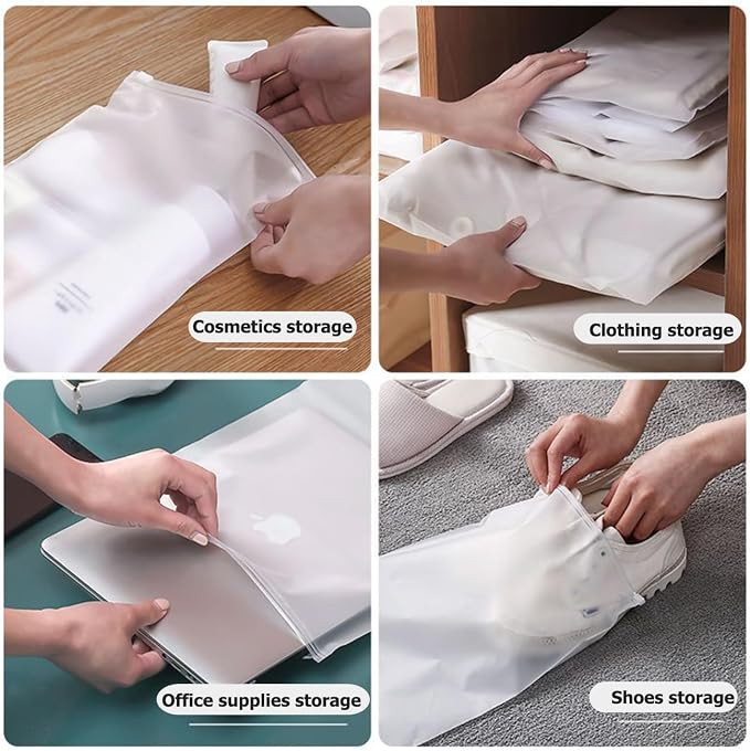 25 Pcs Plastic Travel Storage Bags,Reusable Ziplock Bags,Plastic Hospital Bag,Frosted Nonporous Waterproof Ziplock Bags for Clothes,Maternity,Shoes, Cosmetics,5 Sizes - Image 6