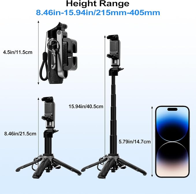 3-in-1 Mini Tripod, Selfie Stick for iPhone for 4-7 Inch iOS/Android Phones | Tripod for Iphone with Remote Control, Lightweight Travel Tripods for Selfie Video Recording - Image 3
