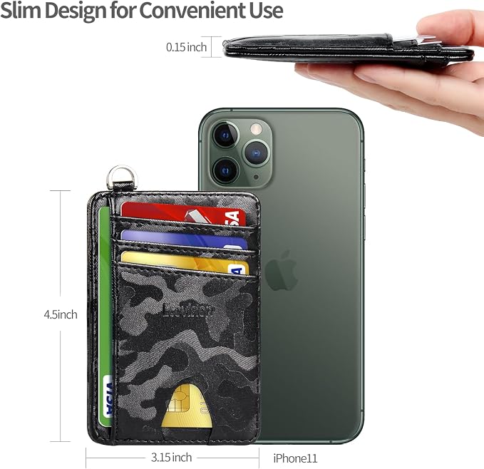 Slim Minimalist Front Pocket Wallet, RFID Blocking Credit Card Holder Wallet with Detachable D-Shackle for Men Women - Image 7