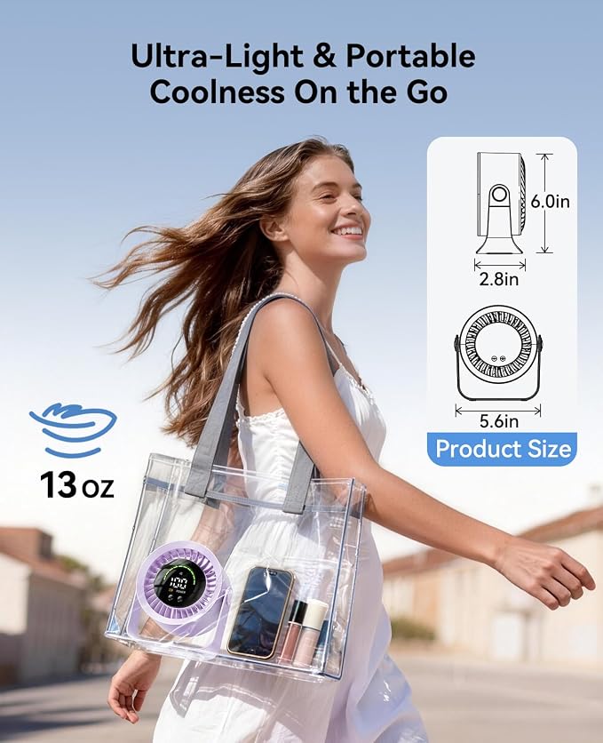 DIGIX Portable Desk Fan, 100 Speeds, 360° Rotation, USB Rechargeable | Quiet LED Display Table Fan with Wall Mount Design. Small Personal Cooling Fans for Home, Bedroom, Office & Travel, Purple - Image 8