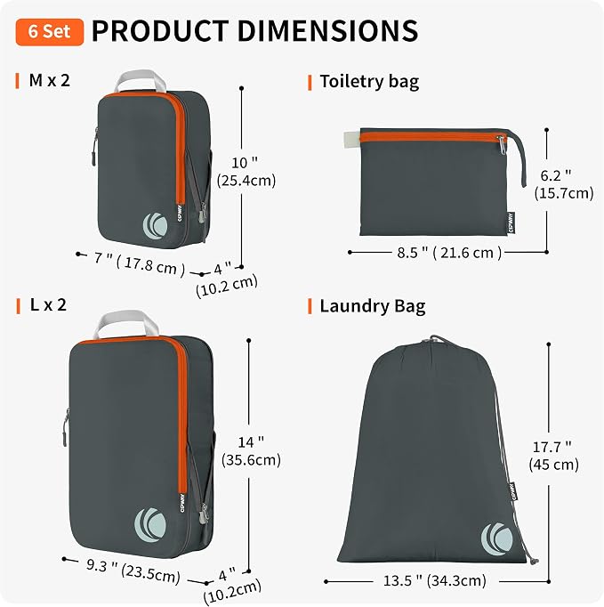 Cipway Compression Packing Cubes Set (Grey 6pcs) | Ultralight Travel Cube Organizers for Carry-On Luggage, Suitcase & Backpack Travel Essentials - Image 5