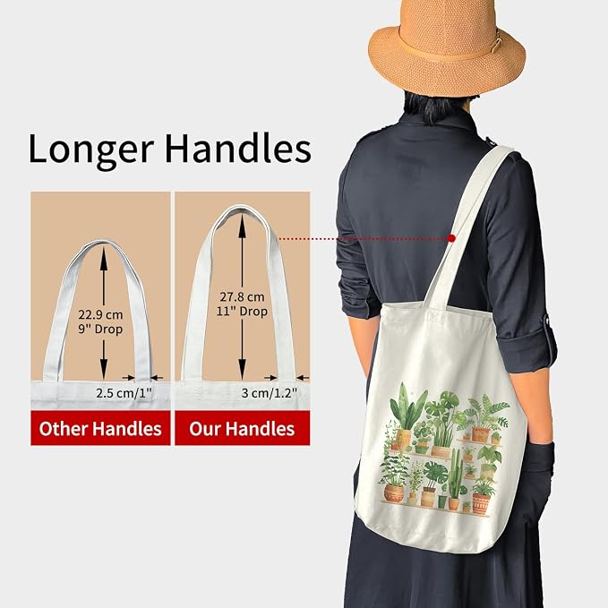 itgowisa Canvas Tote Bag for Women, Tote Bag with Zipper Inner Pocket, Zippered Canvas Bag for Shopping Work Grocery Everyday - Image 6