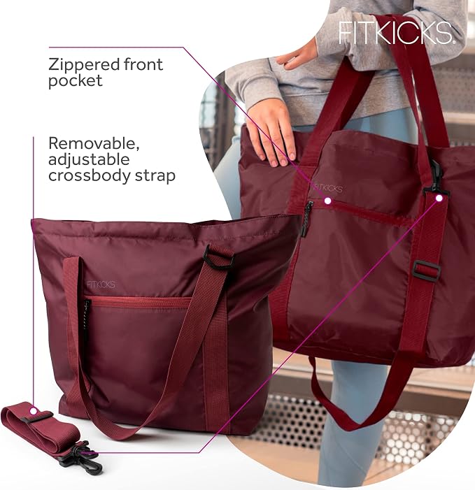 FITKICKS Hideaway Packable Duffle, Large Duffle Bag for Travel, Burgundy - Image 3