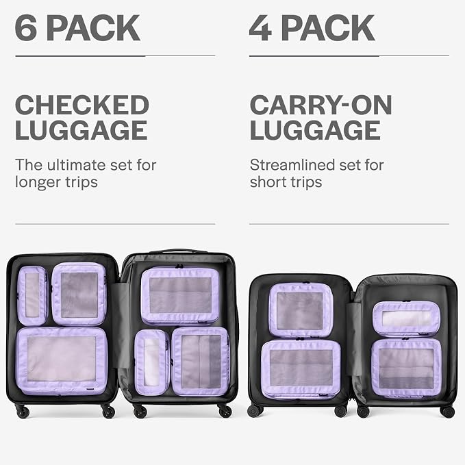 Compression Packing Cubes for Travel - Luggage Organizer Bags - Double Zipper Packing Cubes for Suitcases (12-Pack, Purple) - Image 4