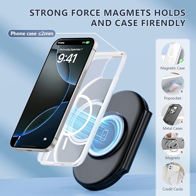 2026 Traveling Portable Wireless Mag-Safe Fast Charging Station | Magnetic 3 in 1 Charger for iPhone 17 16 15 14 13 12 Pro Max Plus,Apple Watch Series & Air pods 4 3 2 Pro-Gifts for Family - Image 4